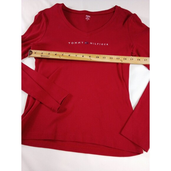 Women's Vintage Style Red Tommy Hilfiger Long Sleeve T-shirts Size Medium‎ - Picture 11 of 13